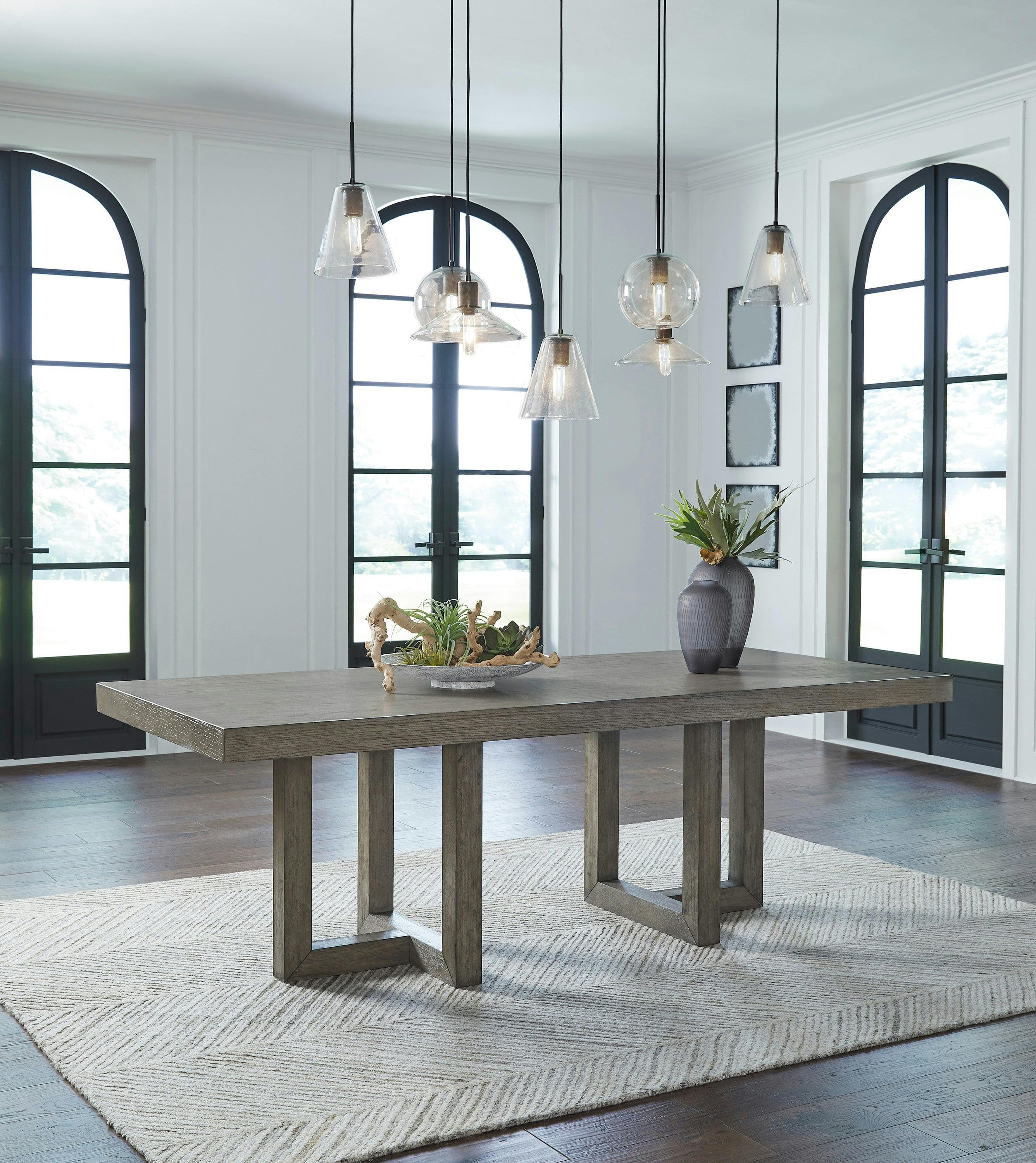 Contemporary Anibecca Rectangular Gray Wood Dining Table