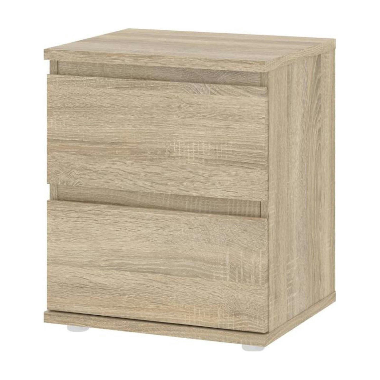 Oak Structure 2-Drawer Wood Nightstand with Particle Board Top