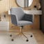 Modern Velvet Adjustable Office Chair in Grey & Gold with Swivel Wheels