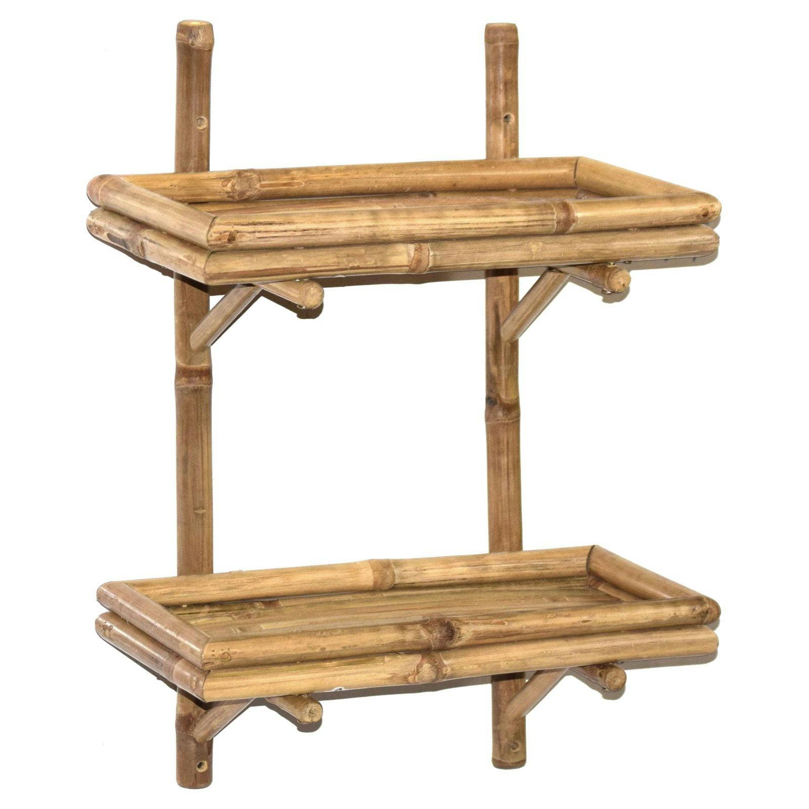 Handcrafted Bamboo Double Wall Shelf for Eco-Friendly Storage