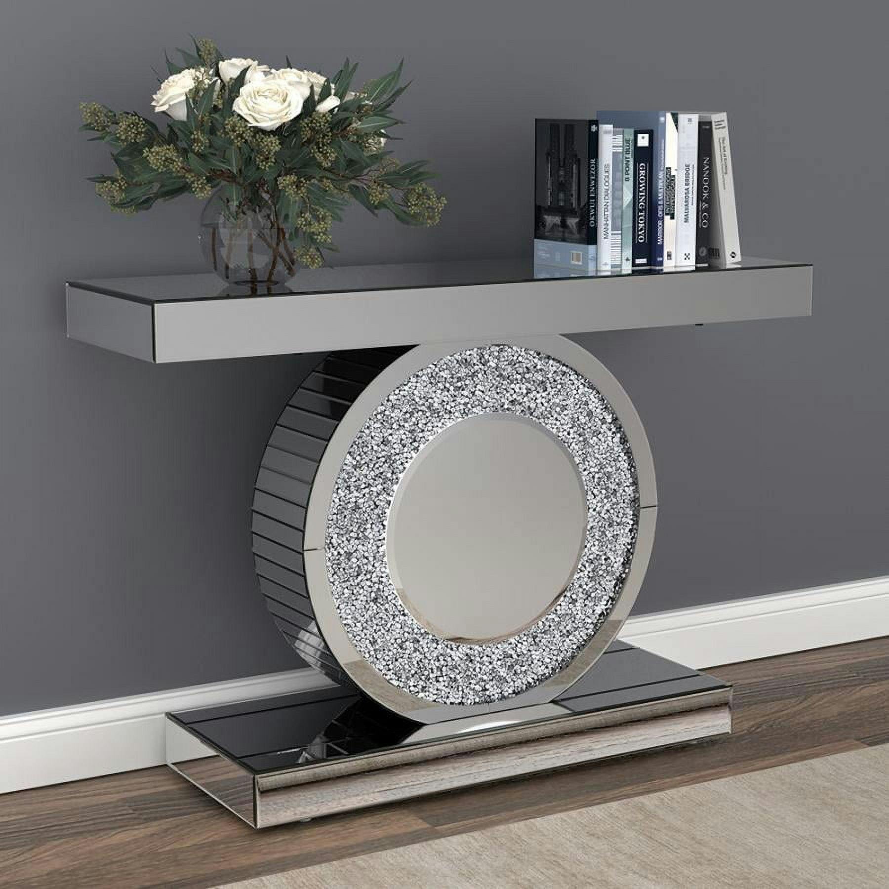 Bergenia Silver Mirrored Rectangular Console Table with Storage