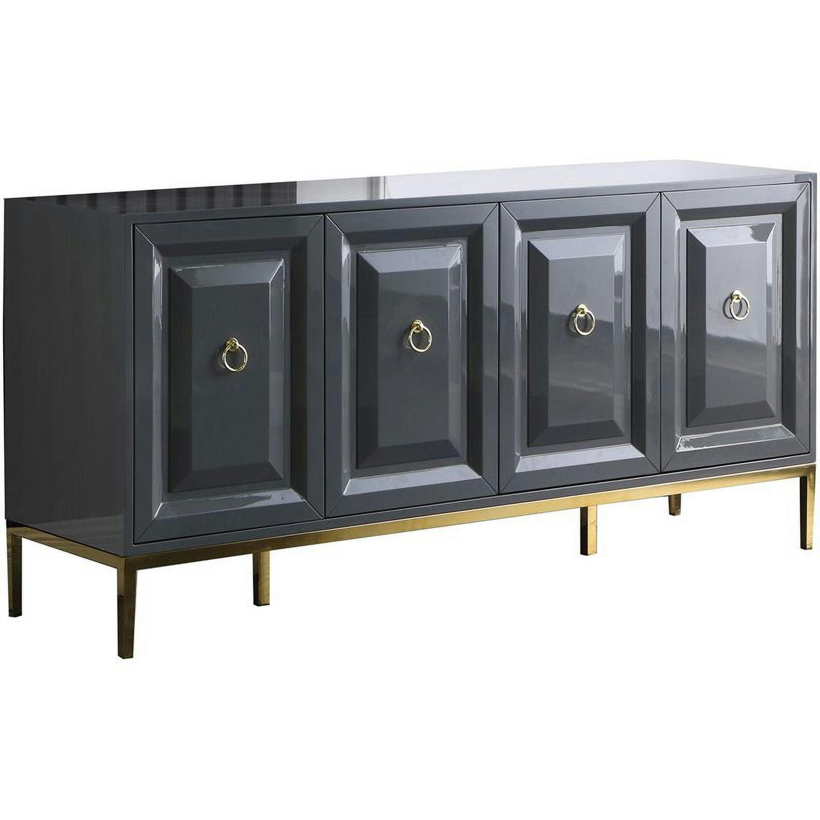 Sujay 64" Modern Gray Sideboard with Gold Accents and Soft-Close Drawers