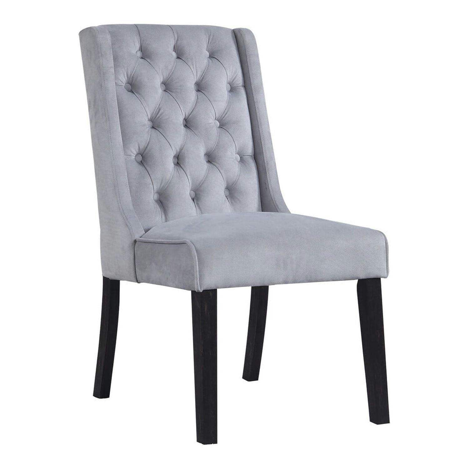 Gray Velvet Upholstered Parsons High Side Chair with Tufted Back
