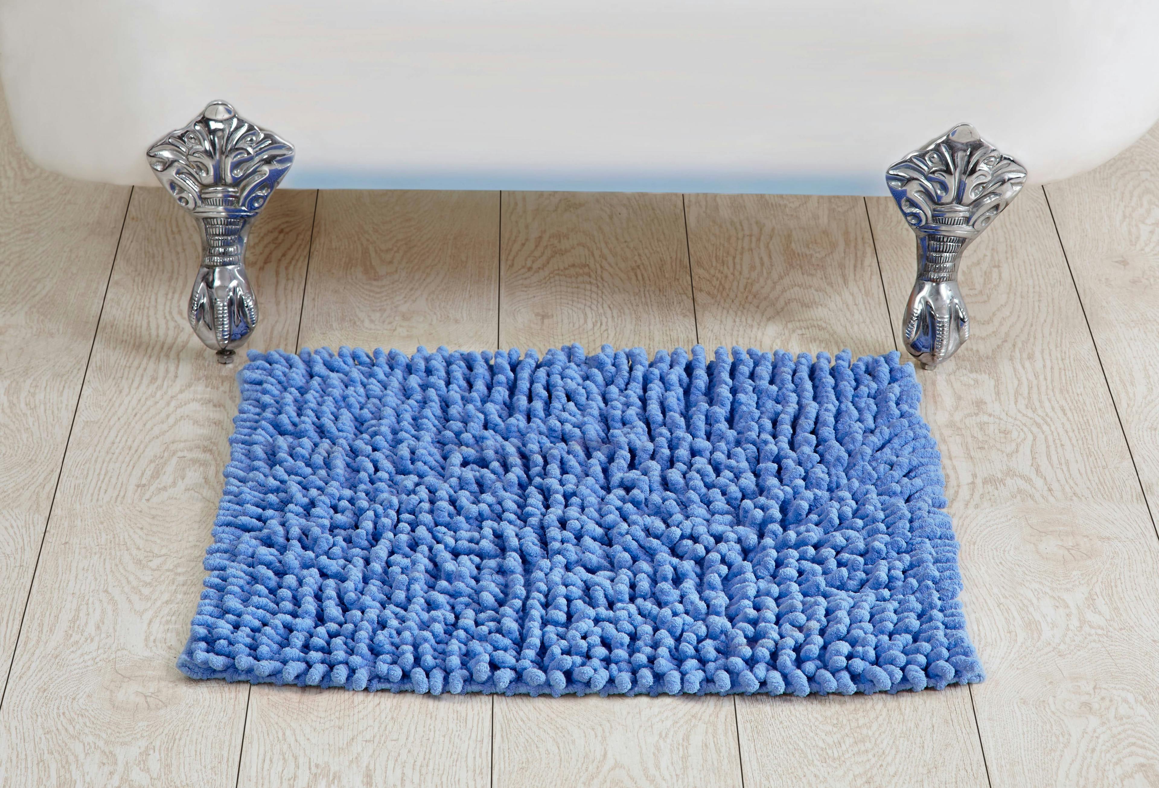 Loopy Chenille Square Bath Rug 24" in Playful Blue