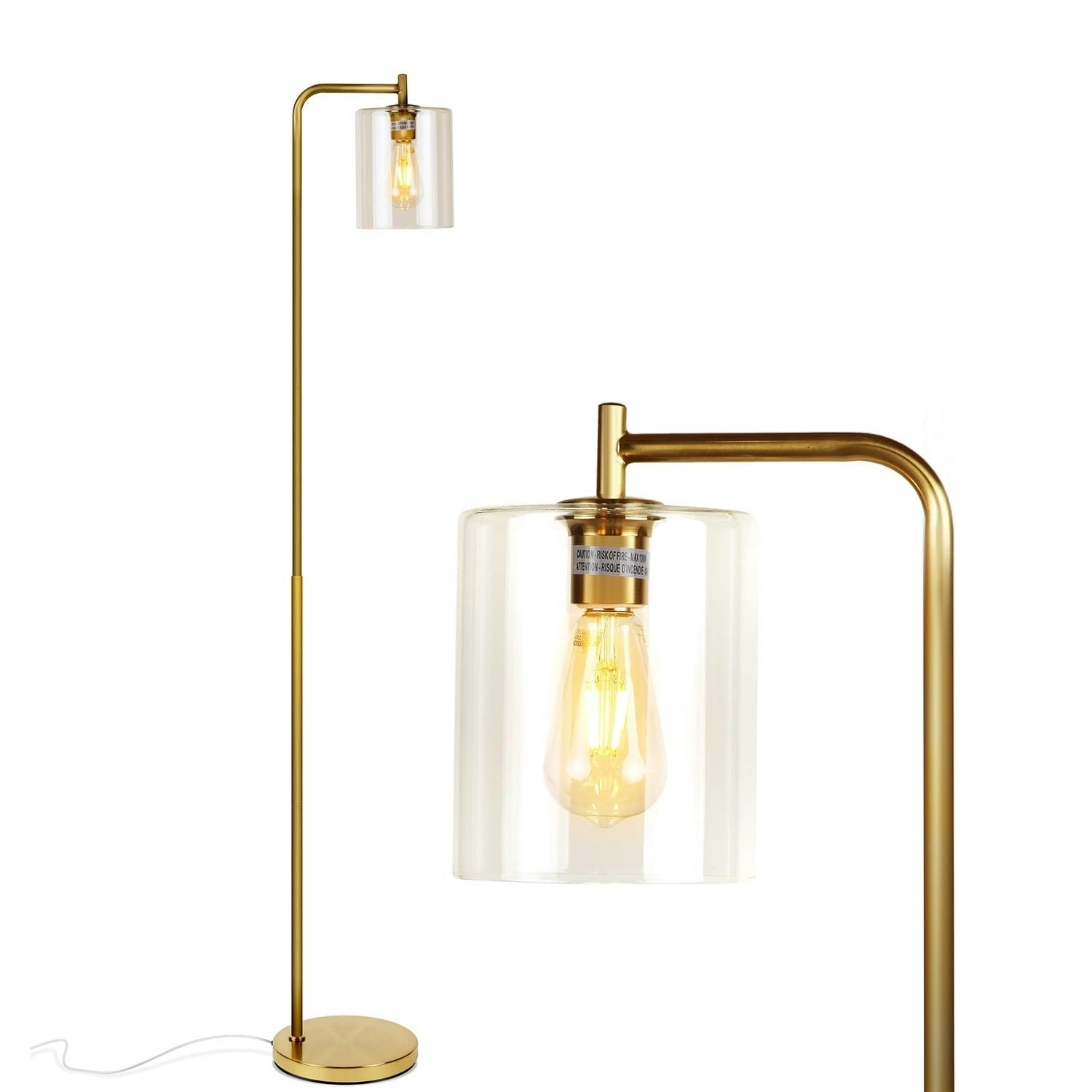 Elizabeth Brass Industrial LED Floor Lamp with Edison Bulb and Smart Compatibility