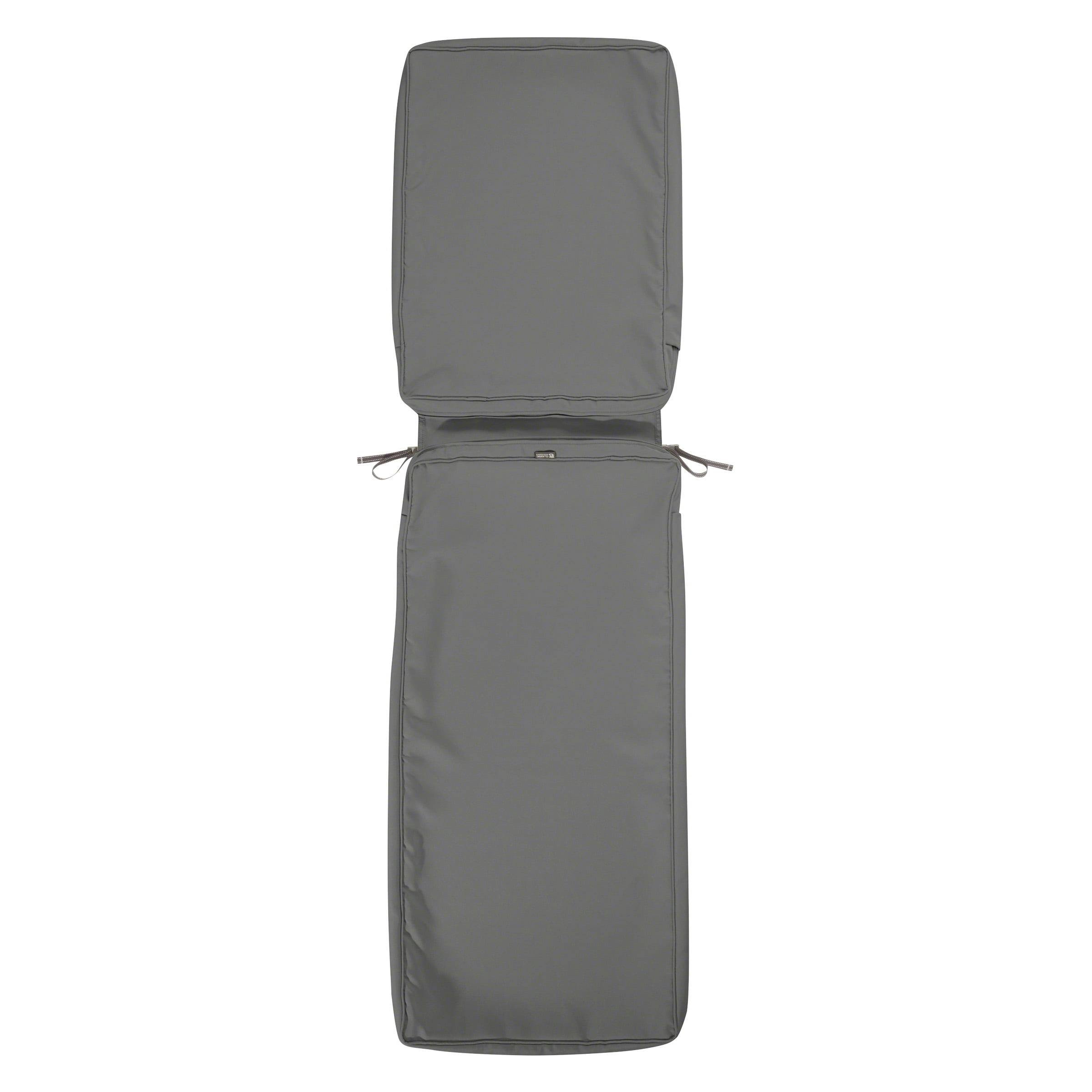 Montlake FadeSafe Light Charcoal Grey Patio Chaise Lounge Cushion Slip Cover, 72"L x 21"W
