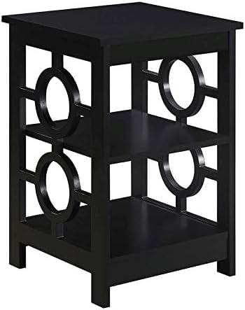 Sleek Black Square Ring End Table with Circle Cut-Outs