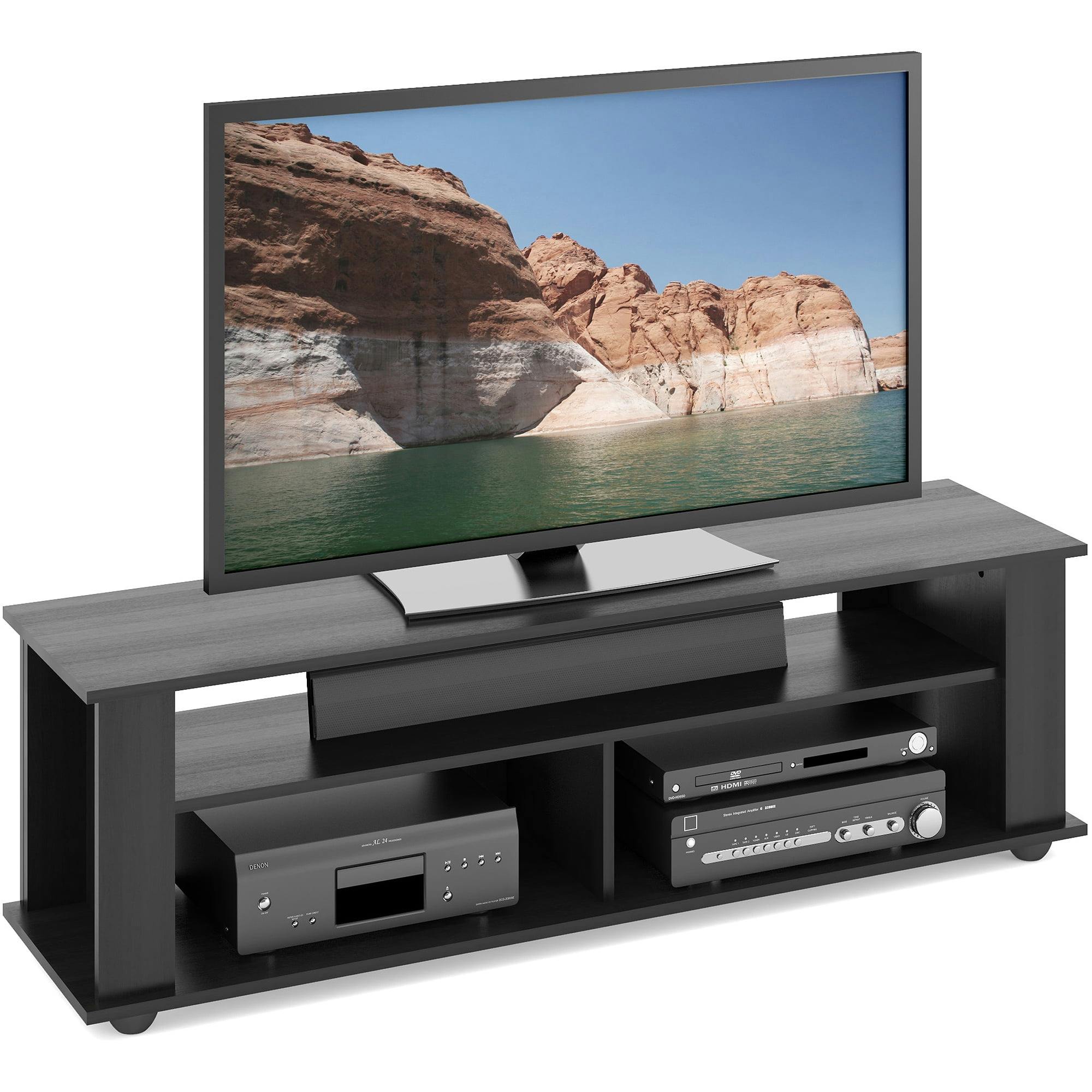 Ravenwood Black 62" Contemporary TV Stand with Open Shelving