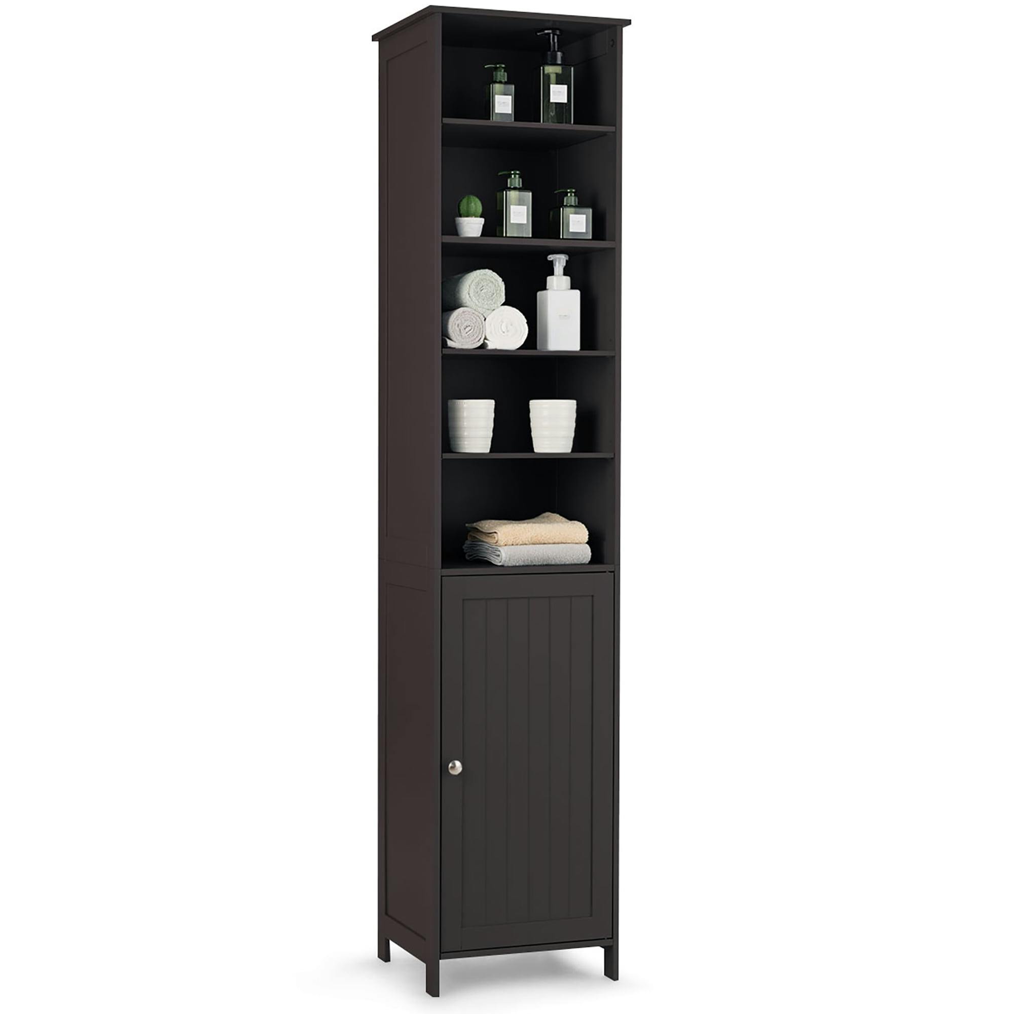 Compact 72'' Brown Free-Standing Bathroom Storage Cabinet with Adjustable Shelves
