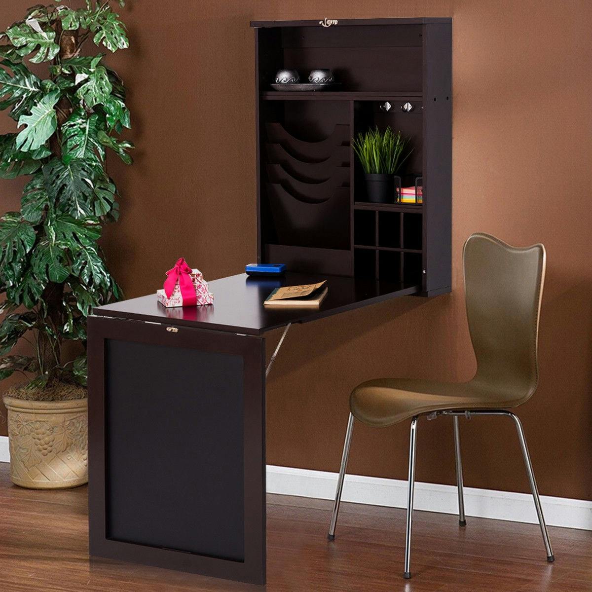 Compact Foldable Coffee Wall-Mounted Desk with Chalkboard