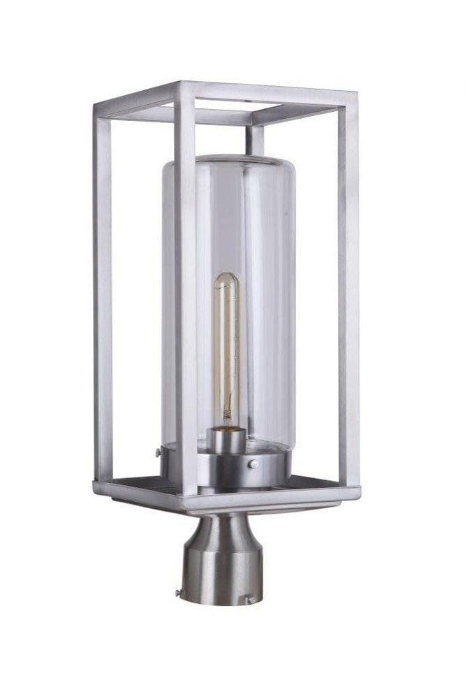 Neo Satin Aluminum 1-Light Outdoor Post Lantern with Clear Glass