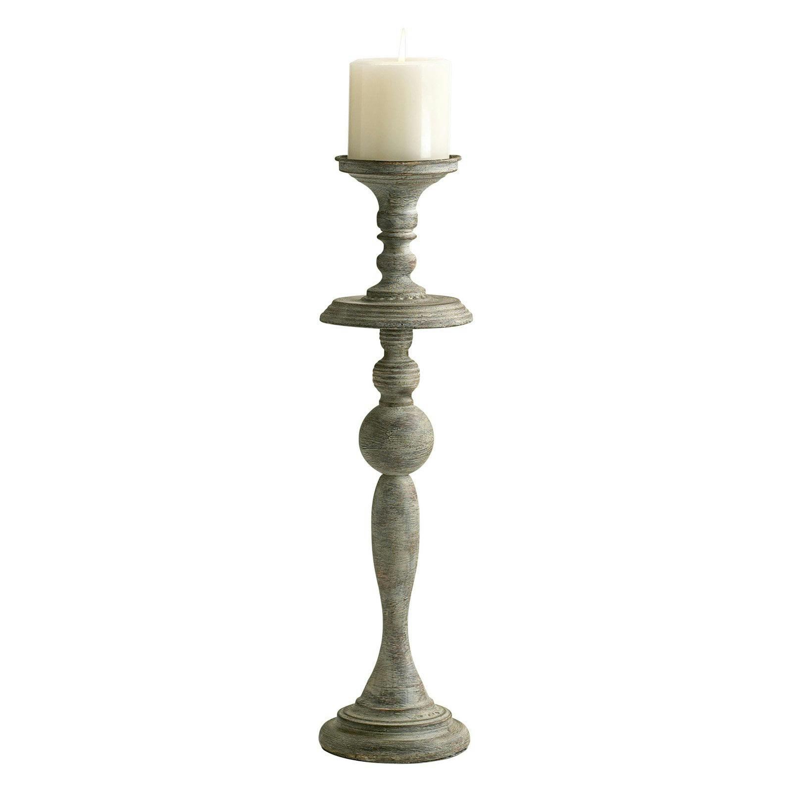 Distressed Antiqued White Iron Candlestick 23.25"