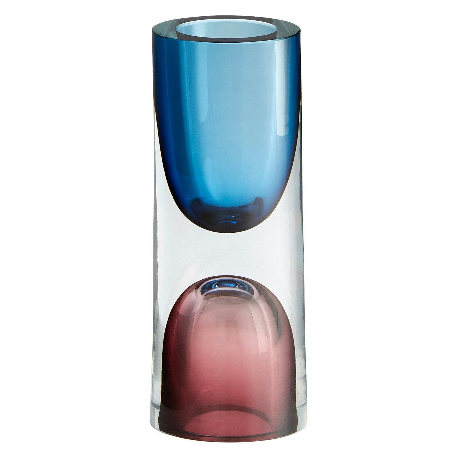 Contemporary Modern Blue Glass Bouquet Vase 12"
