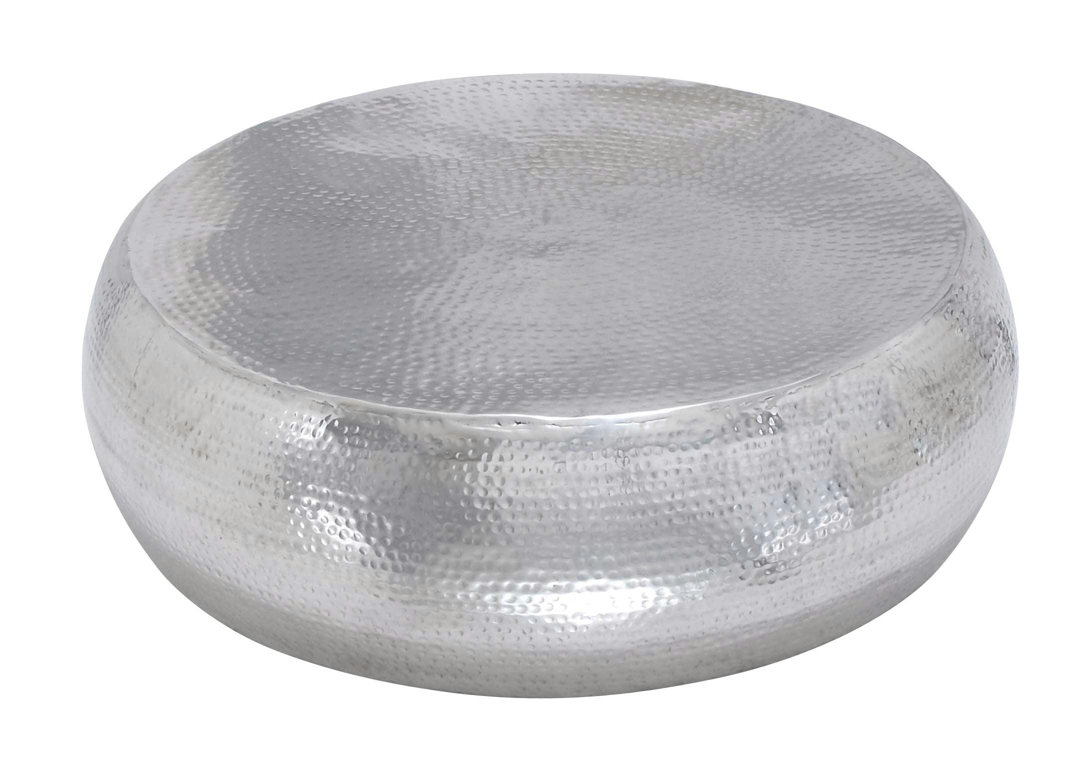 Elegant Hammered Silver Aluminum Round Coffee Table - 49"