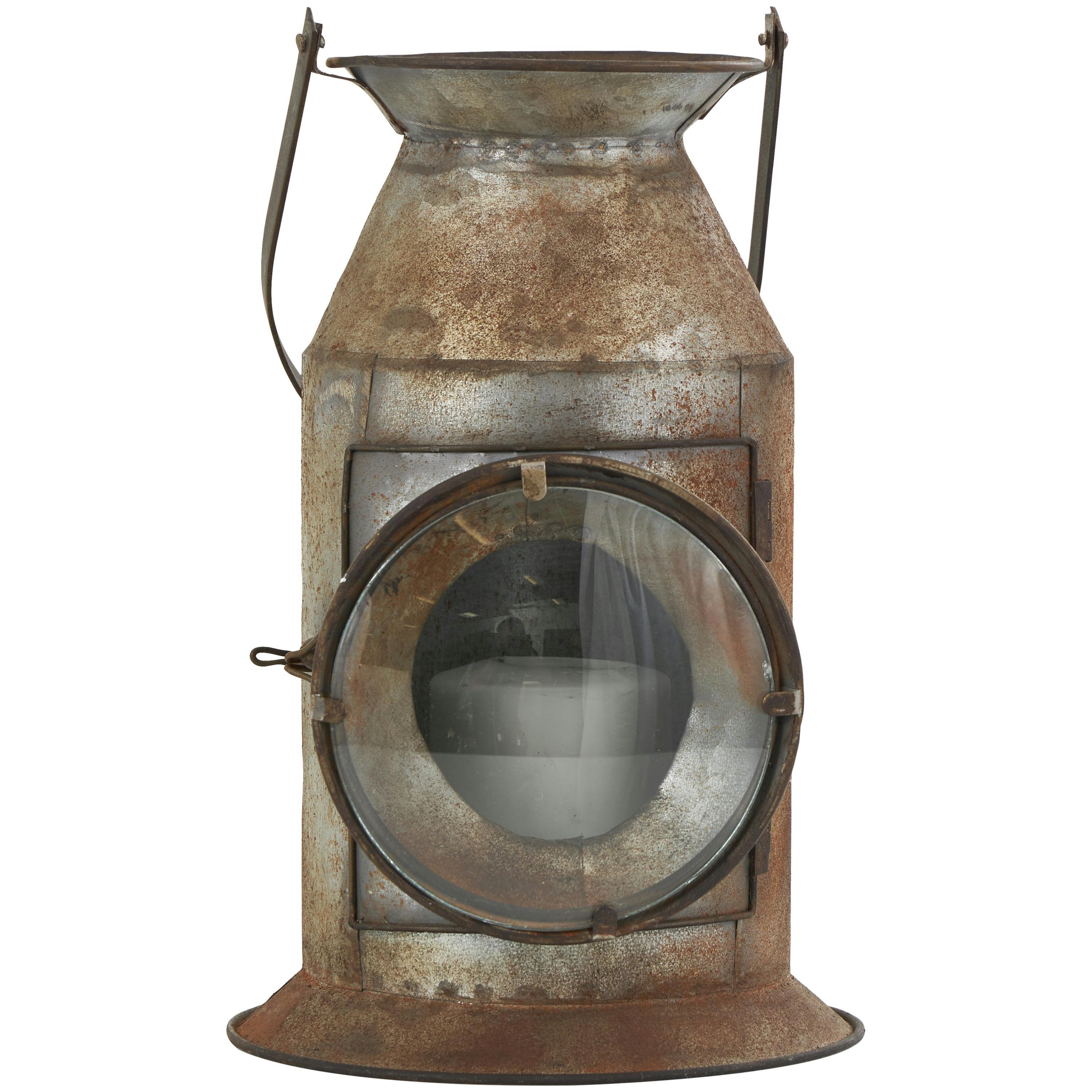 Rustic Gray Metal Hanging Candle Lantern, 8" x 19"