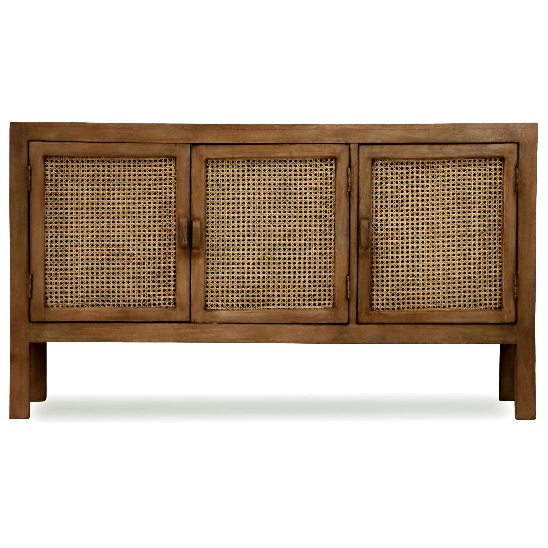 Easton Natural Mango Wood 61.5" Sideboard with Woven Cane Panels