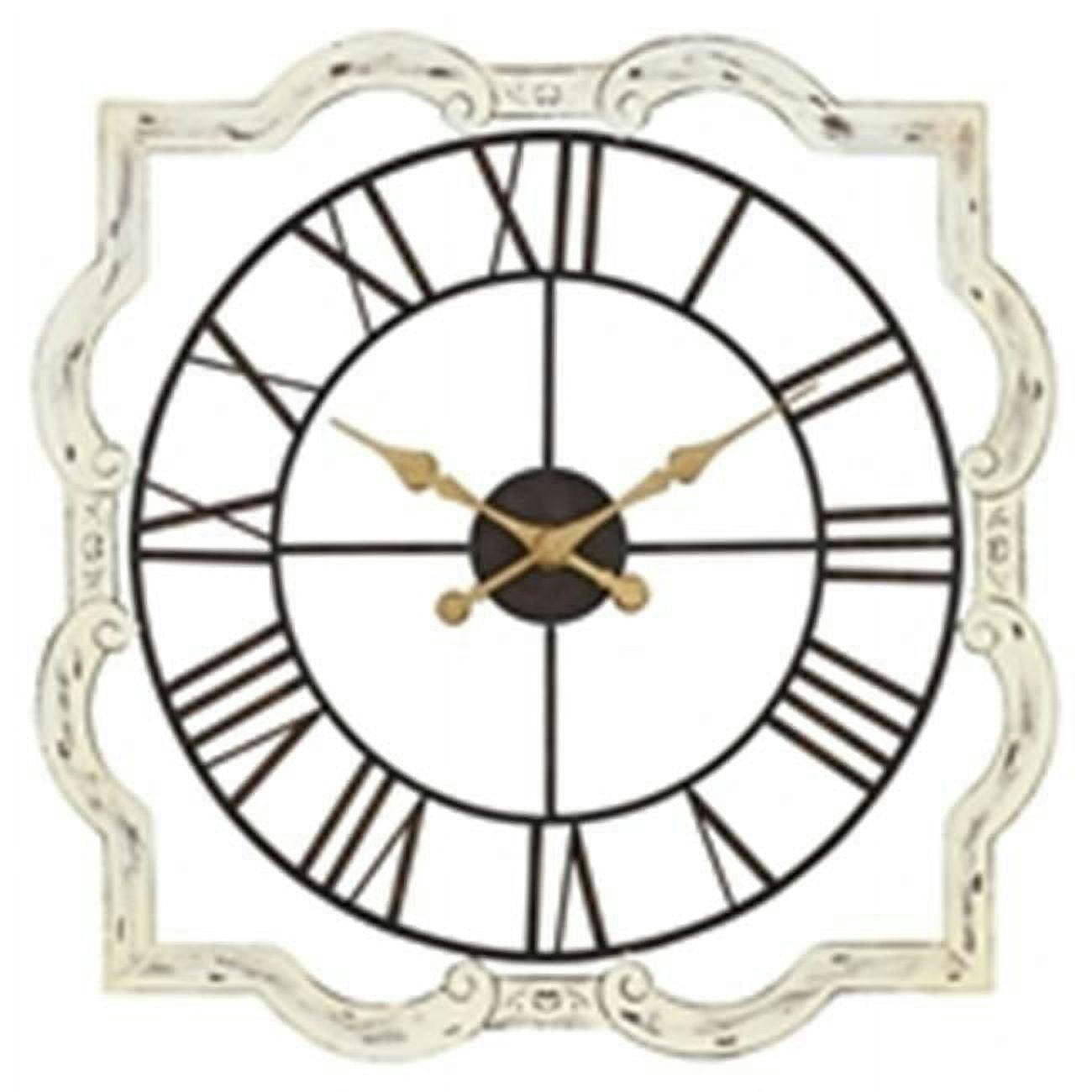 Eloise Oversized Distressed Off-White Iron Wall Clock