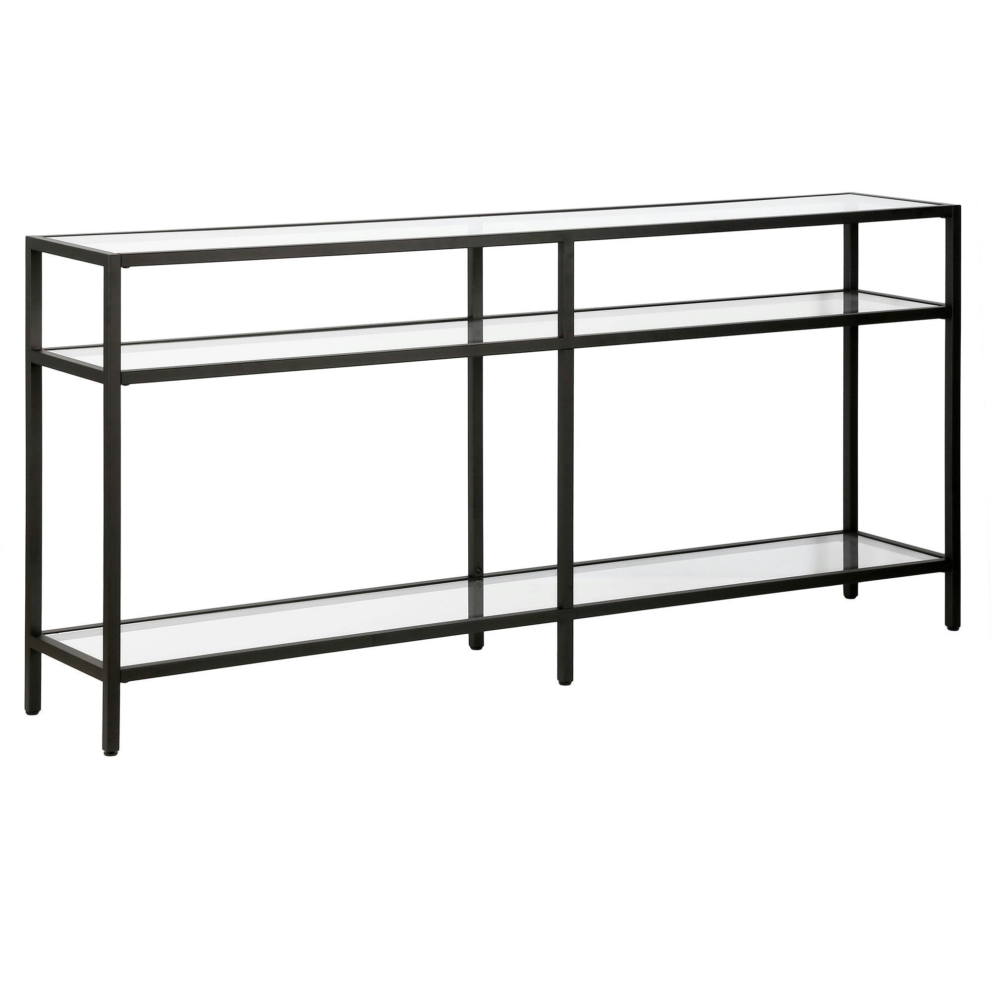 Modern Industrial 64" Blackened Bronze Console Table with Storage