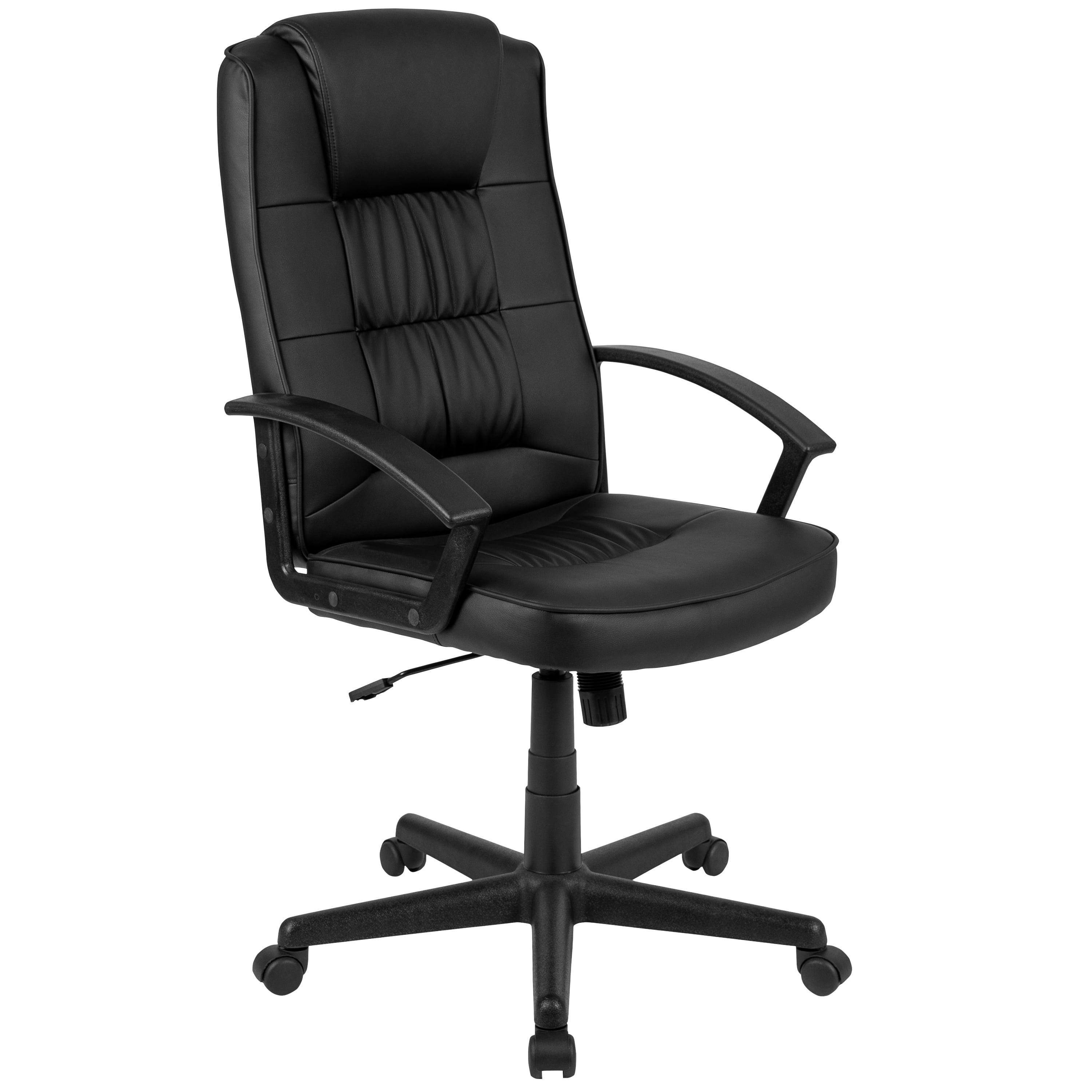Contemporary High Back Swivel Leather Task Chair with Nylon Base