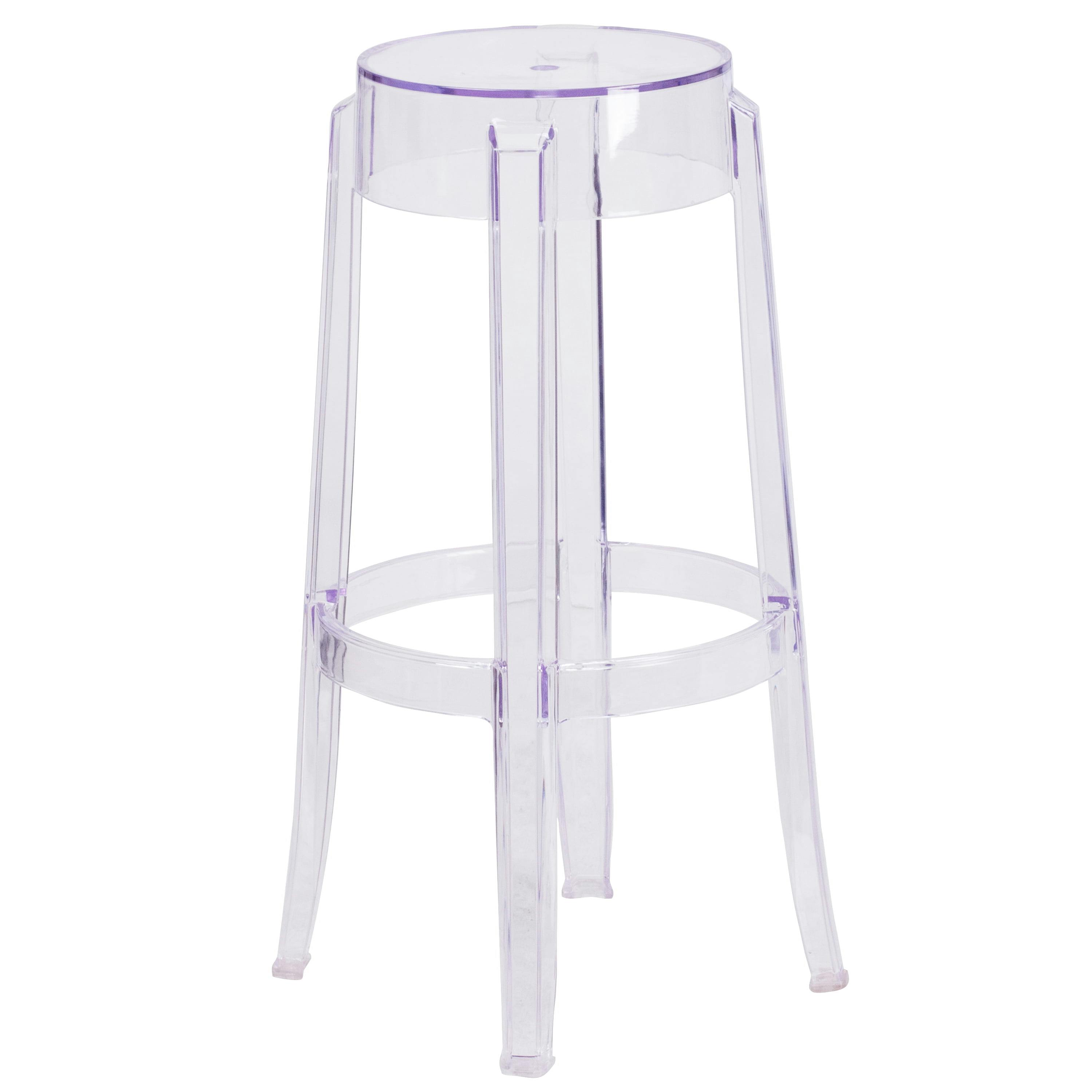 29.75'' Crystal Clear Modern Stackable Plastic Barstool