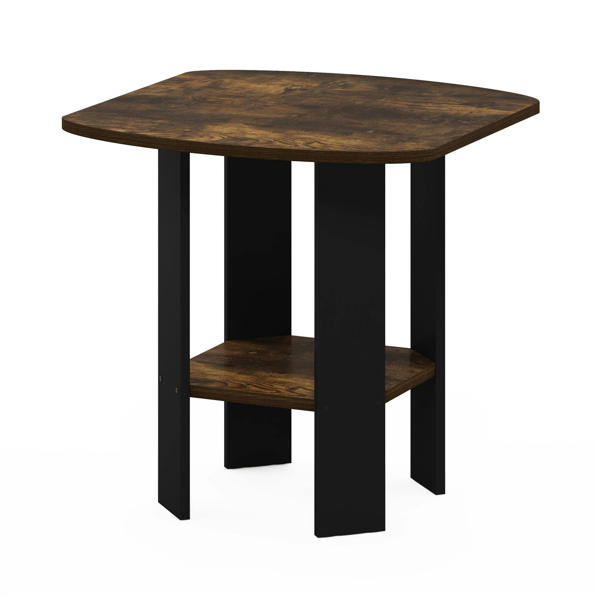 Amber Pine & Black Compact Rustic End Table with Storage