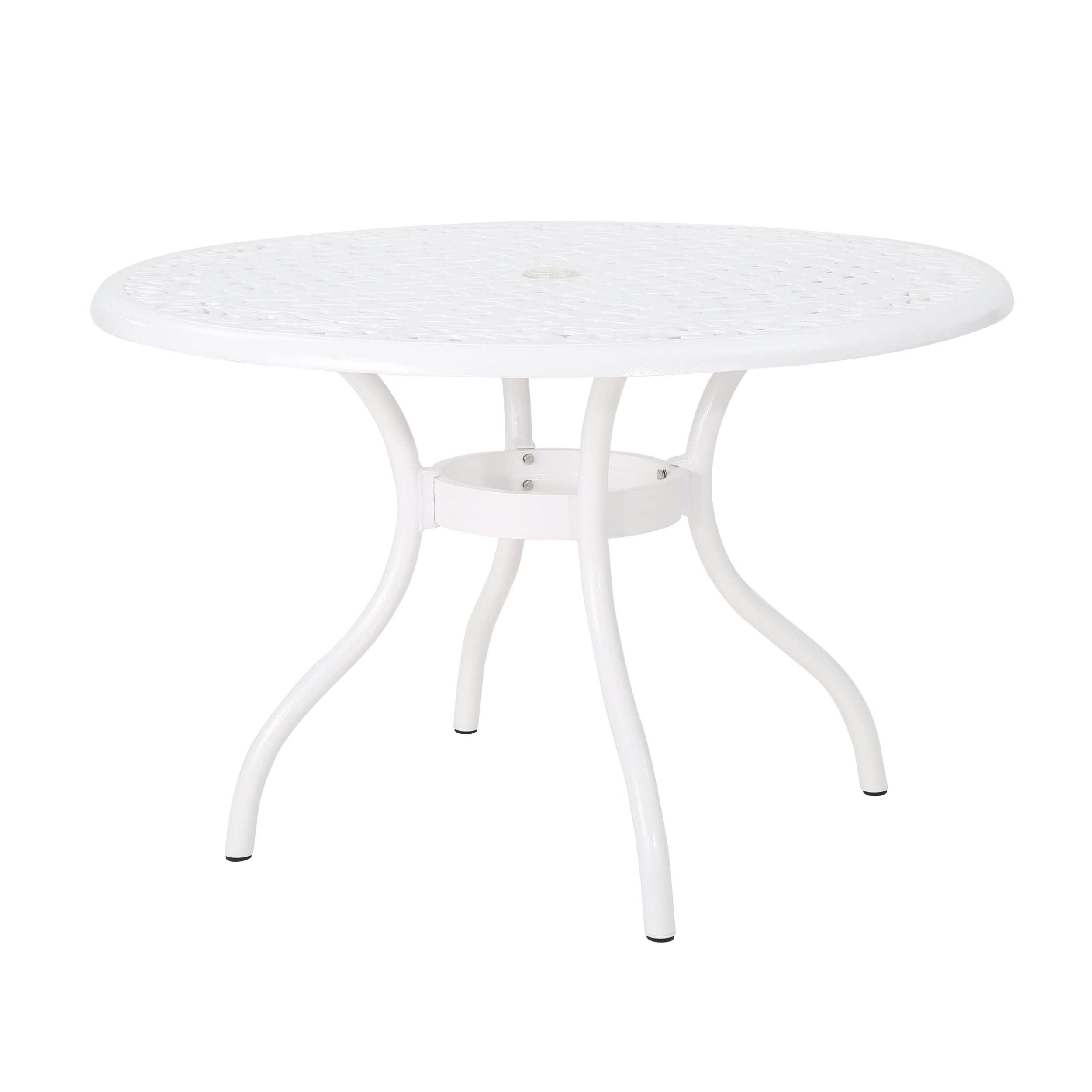Elegant White Cast Aluminum Floral Lattice Outdoor Dining Table