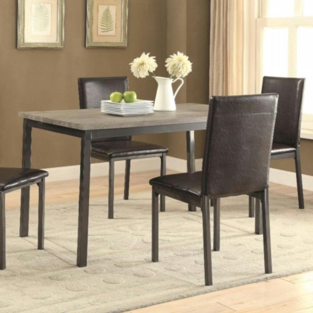 Transitional Weathered Grey and Black Rectangular Dining Table