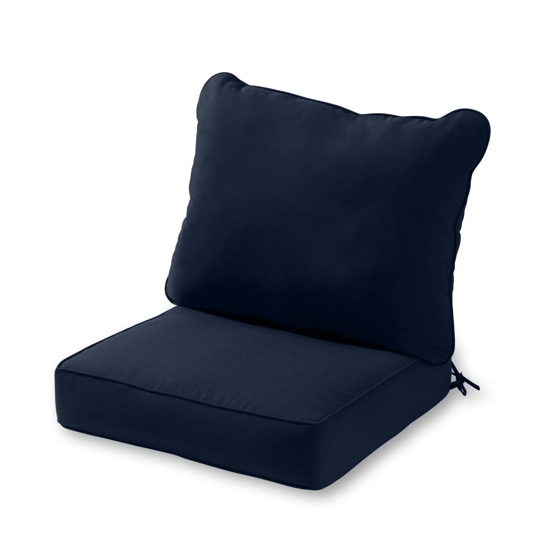 Navy Poly-Wrapped Outdoor Deep Seat Chair Cushion Set