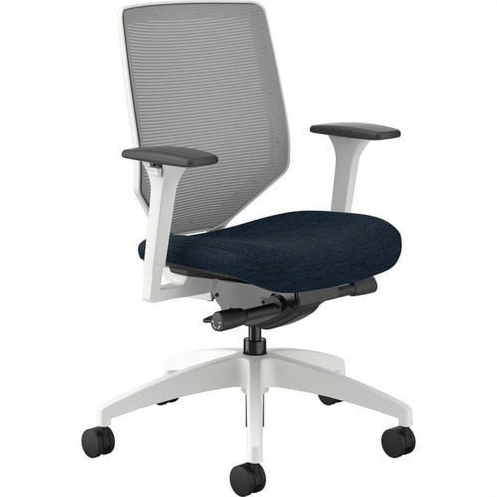 Midnight Mesh and Fabric Adjustable Task Chair with White Plastic Frame