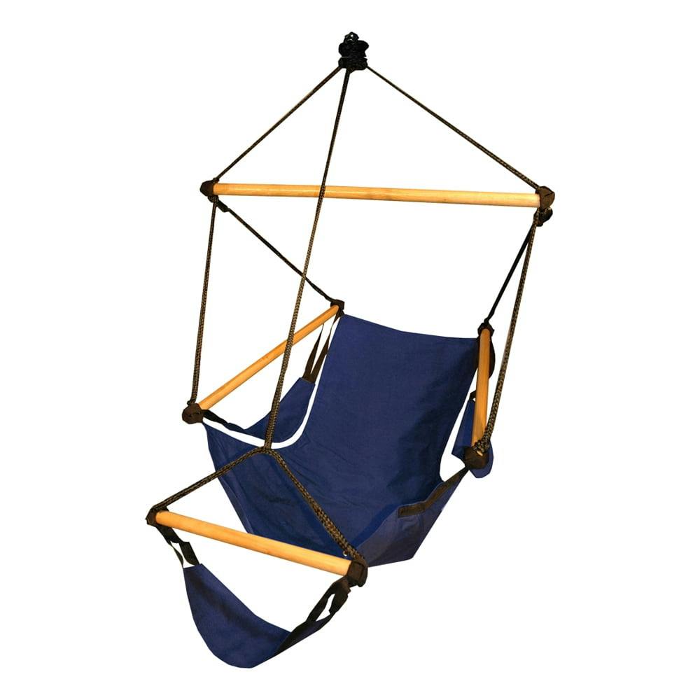 Hammaka Blue Polyester Outdoor Cradle Swing Chair with Oak Dowels