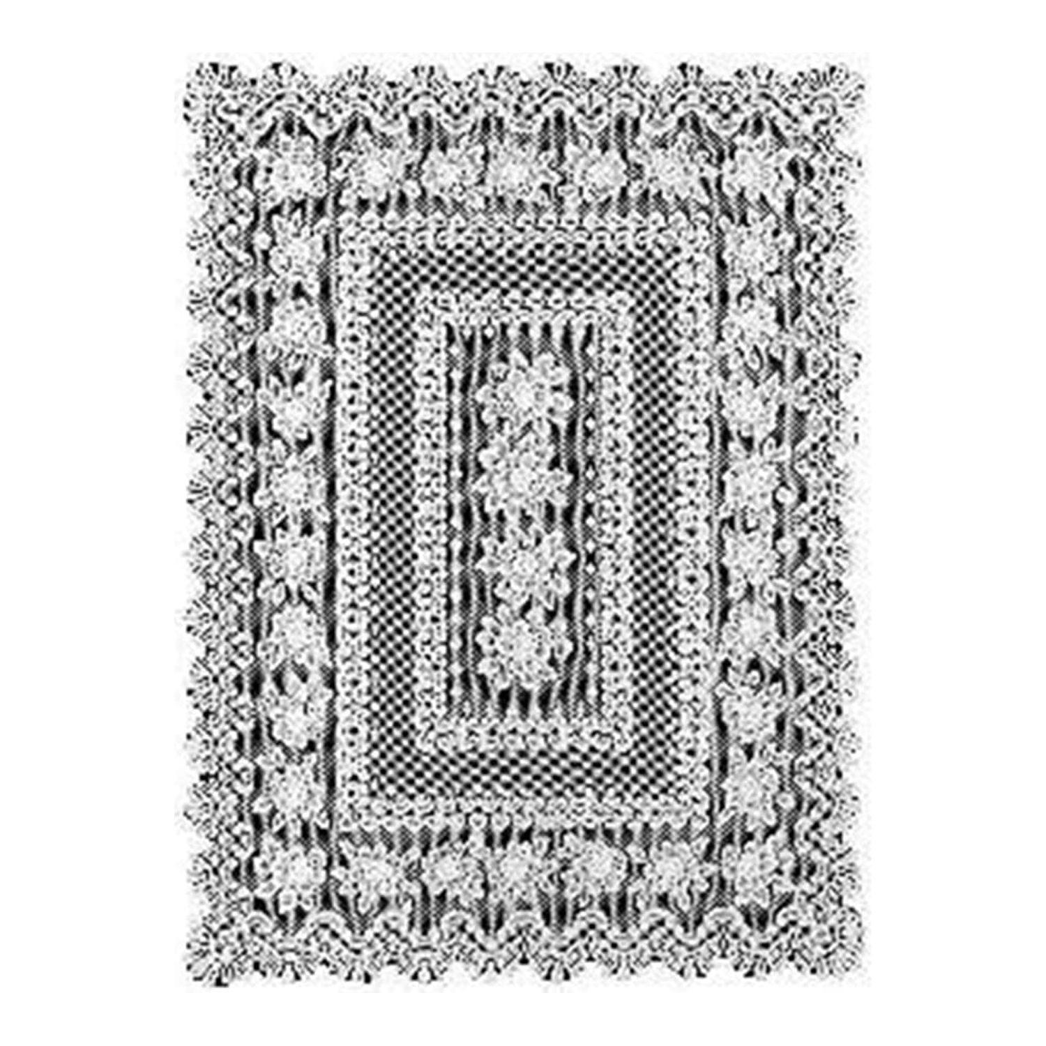 Elegant Rose Lace 60" x 108" Rectangle Tablecloth in Ecru