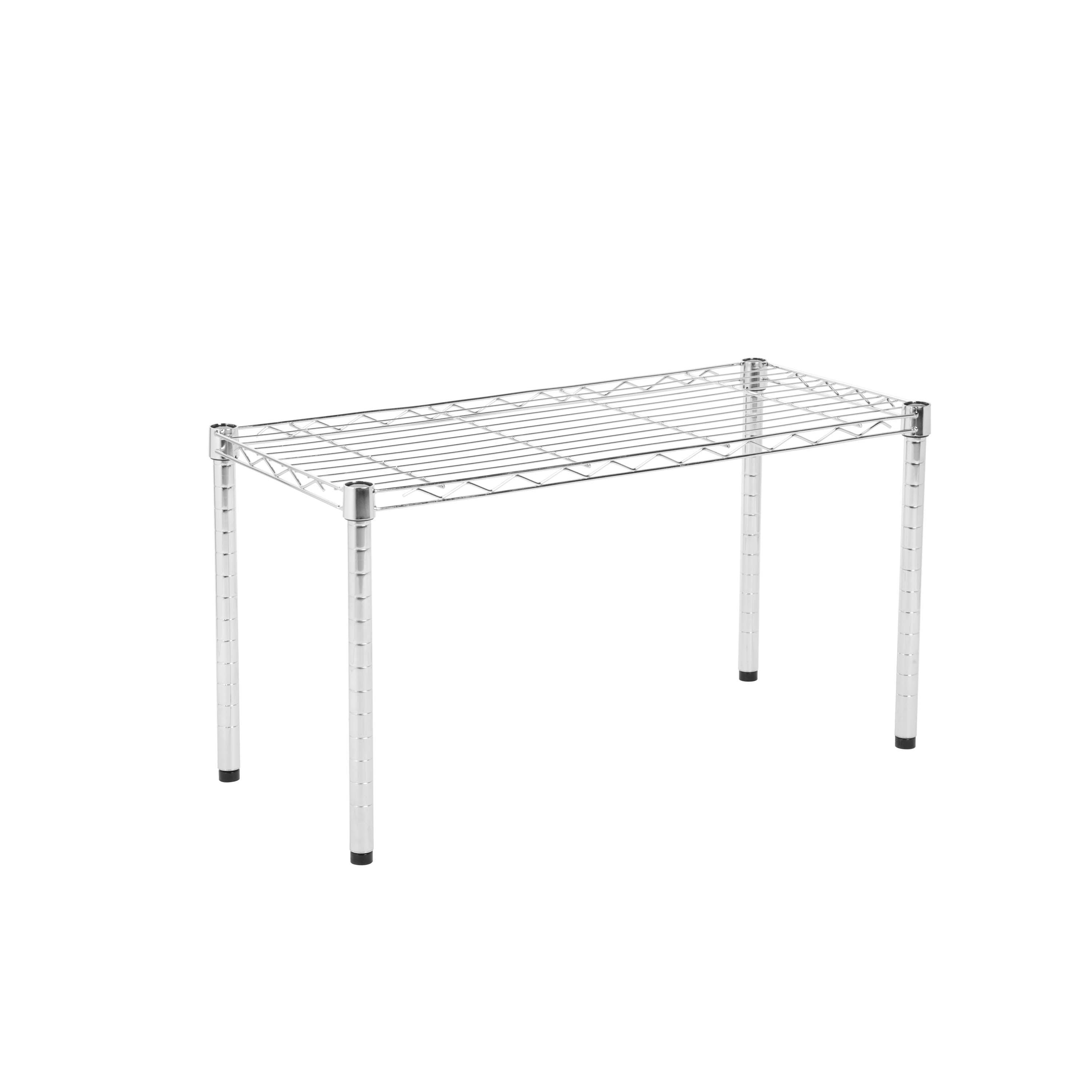 Adjustable 31'' Gray Chrome Steel Wire Shelf with Grid-Style Top