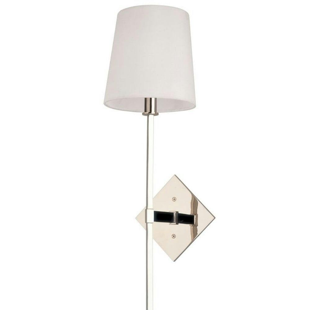 Cortland Polished Nickel 1-Light Wall Sconce with Off-White Parchment Shade