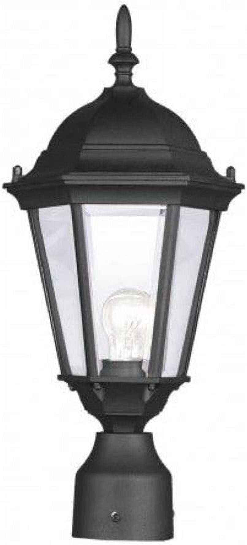 Hamilton Textured Black Outdoor Post Light with Clear Beveled Glass