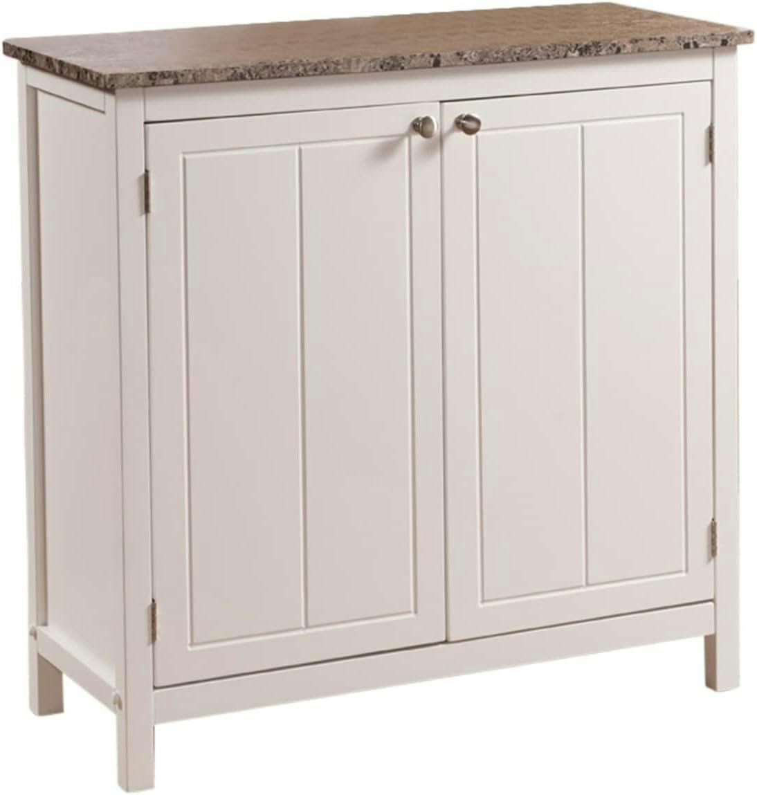Elegant White Marble Top Kitchen Cabinet with Adjustable Shelf