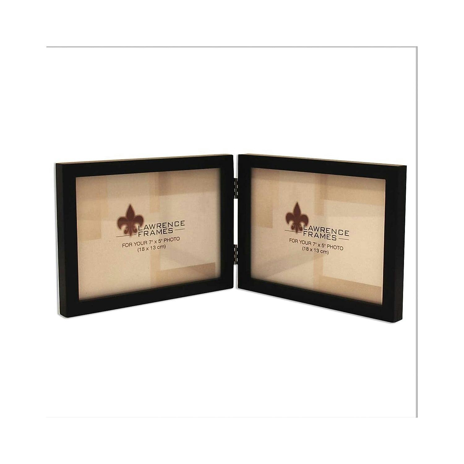 Classic Black Wood 5x7 Hinged Double Picture Frame