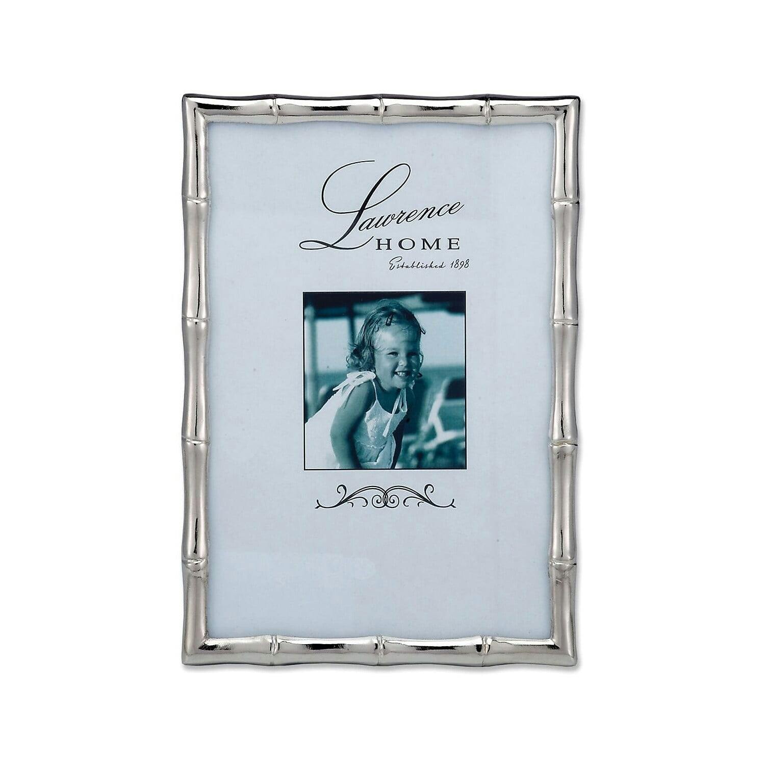 Elegant Silver Metal Bamboo 4x6 Picture Frame for Tabletop or Wall Display