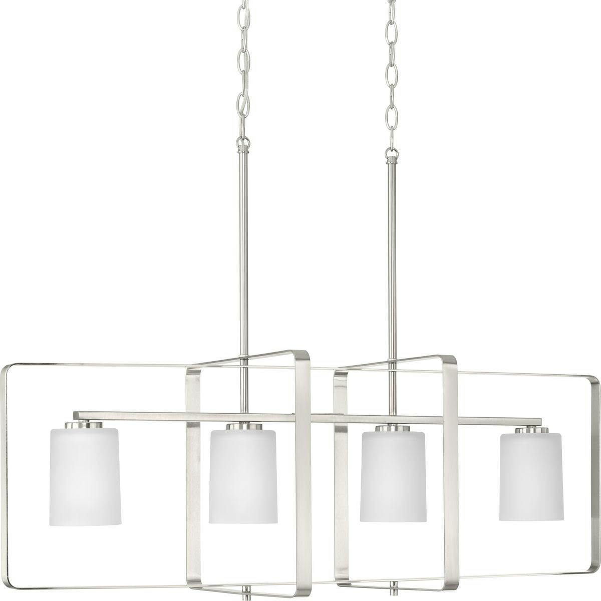 League 42'' Brushed Nickel Modern Farmhouse Chandelier with Etched Glass