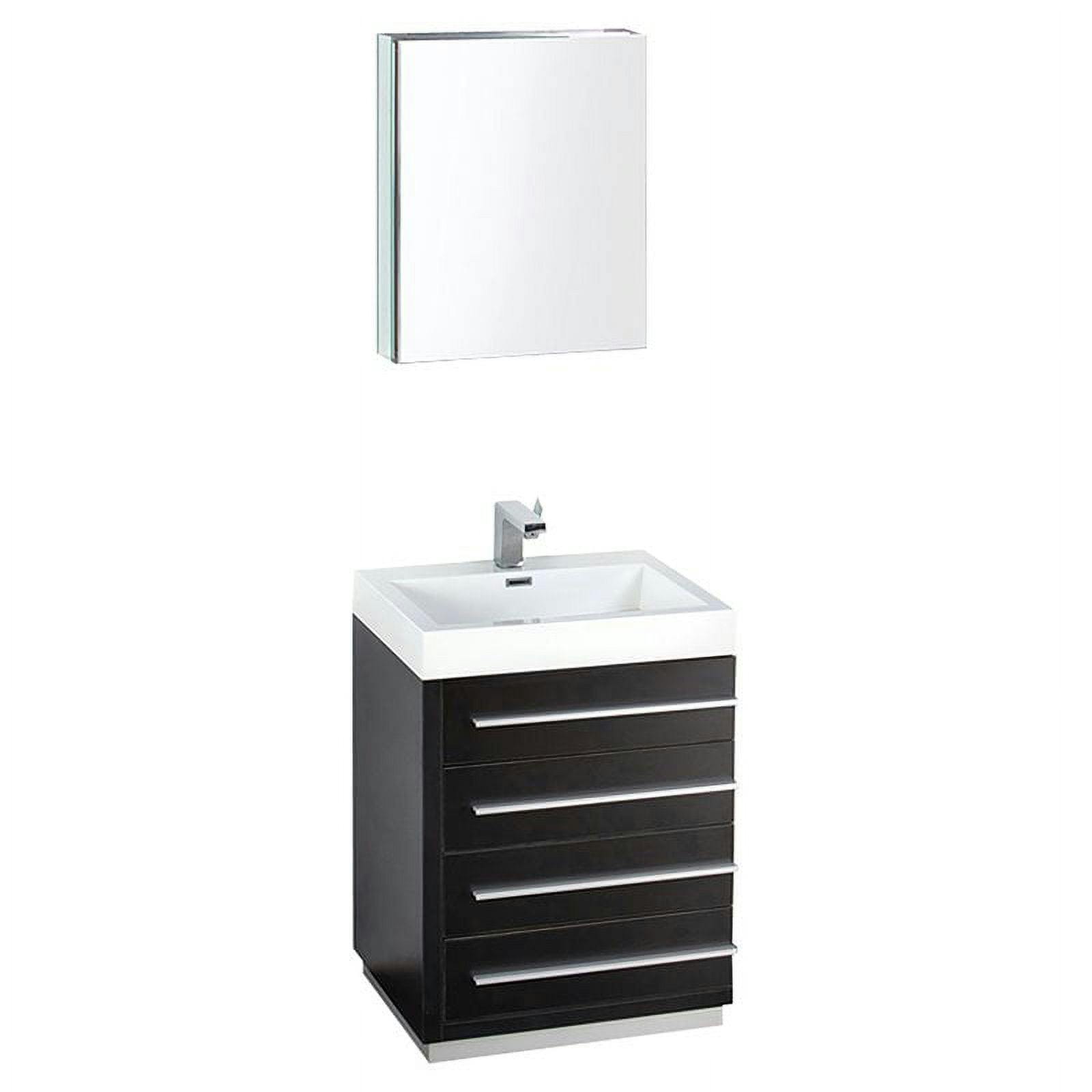 Savio 24" Black Modern Bathroom Vanity Set with Medicine Cabinet