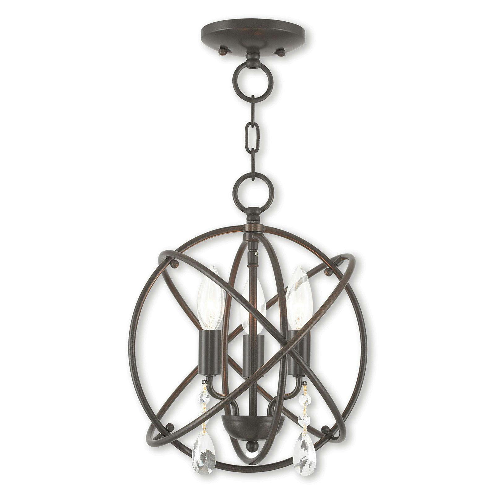 Elegant Mini English Bronze Chandelier with Dangling Crystals