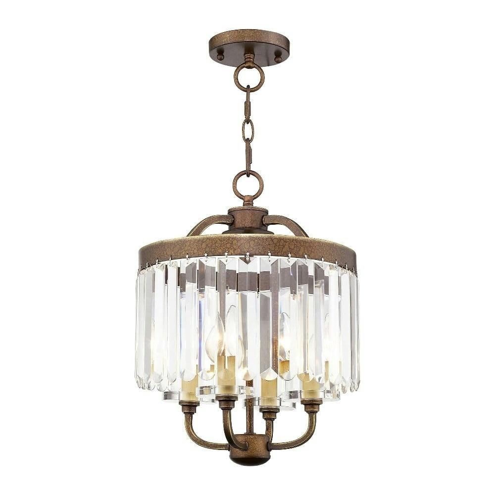 Palacial Bronze Mini Chandelier with Clear Crystal Accents