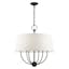 Ridgecrest Transitional Black 6-Light Chandelier with Off-White Shade