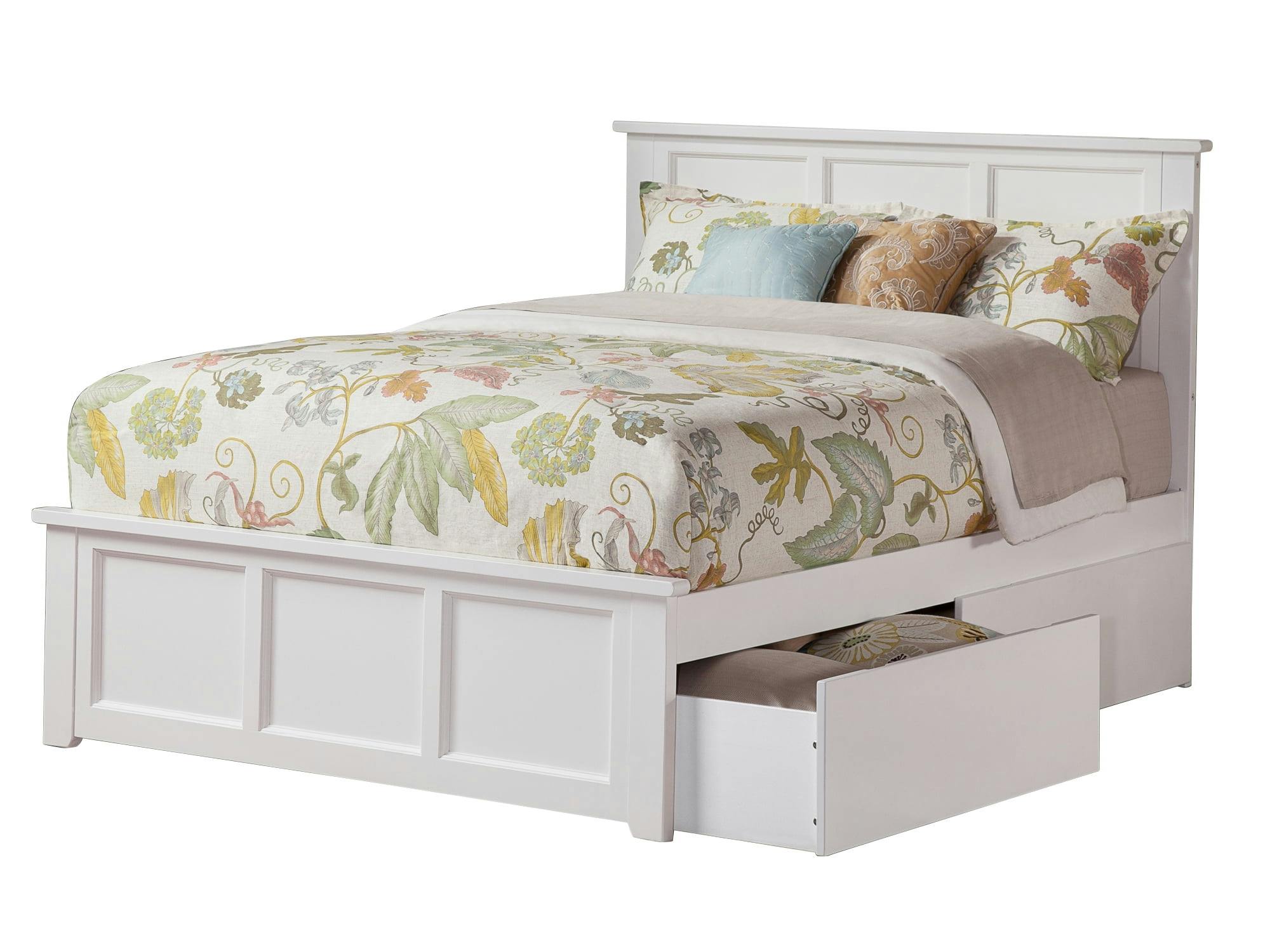 Sophisticated Madison White Queen Storage Platform Bed with 2 Drawers