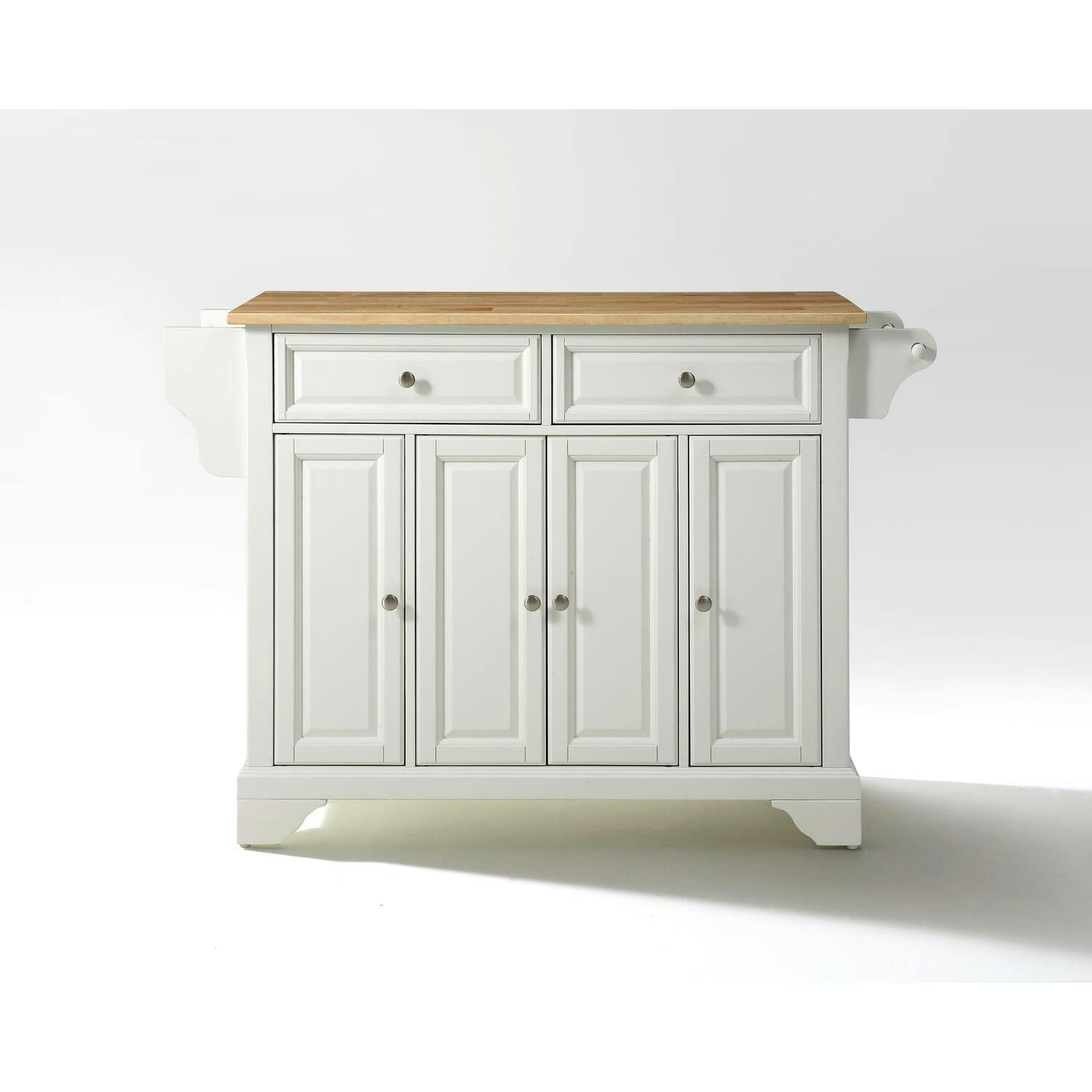 Lafayette 46'' White Kitchen Island with Natural Wood Top and Storage