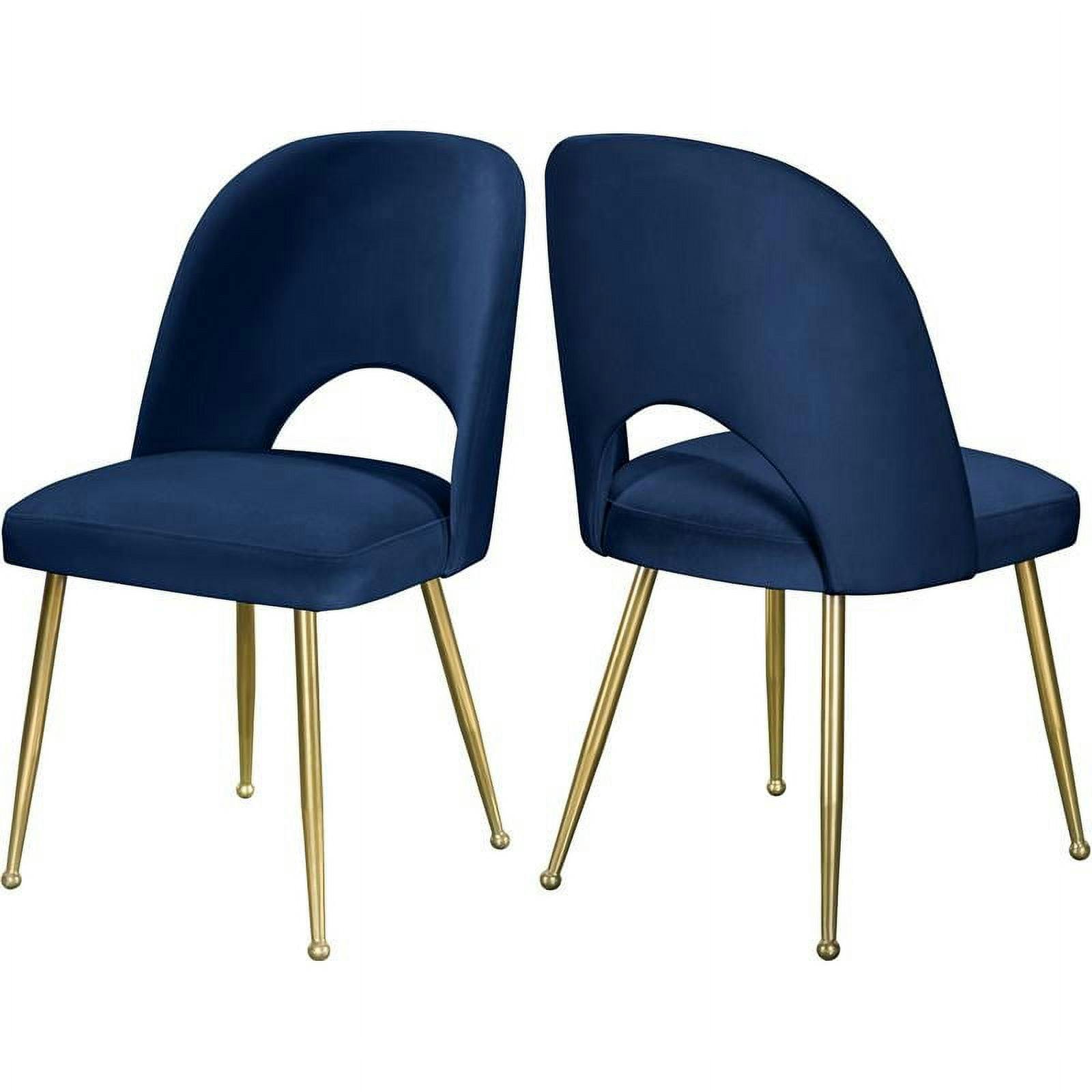 Elegant Navy Velvet Upholstered Dining Chair with Gold Ball Legs