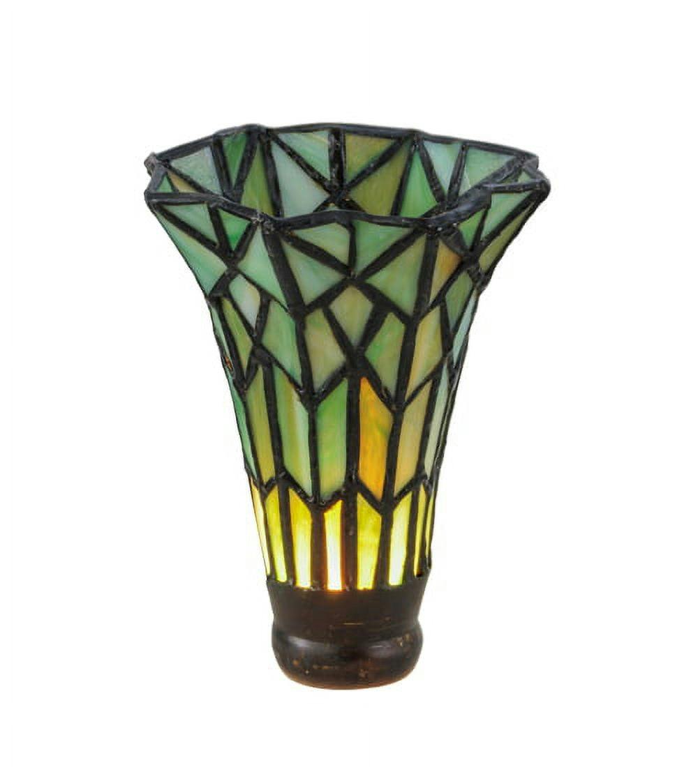Tiffany Pond Lily Inspired 4"W x 5.5"H Green Glass Shade