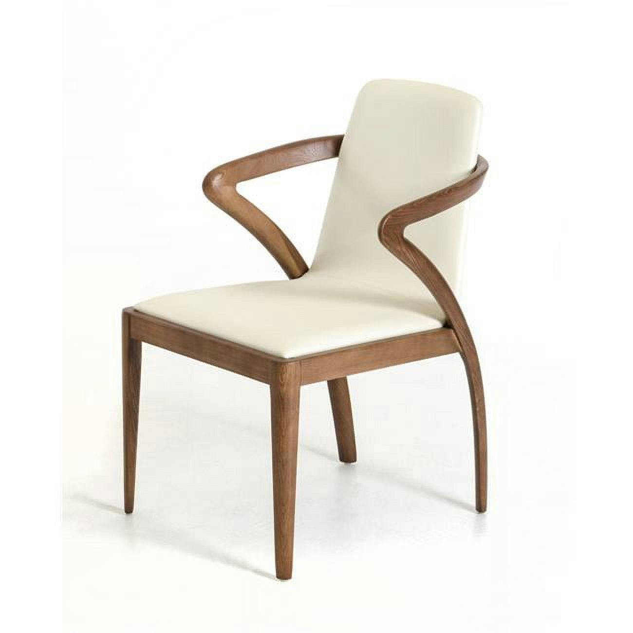 Walnut & Cream Faux Leather Parsons Dining Chair