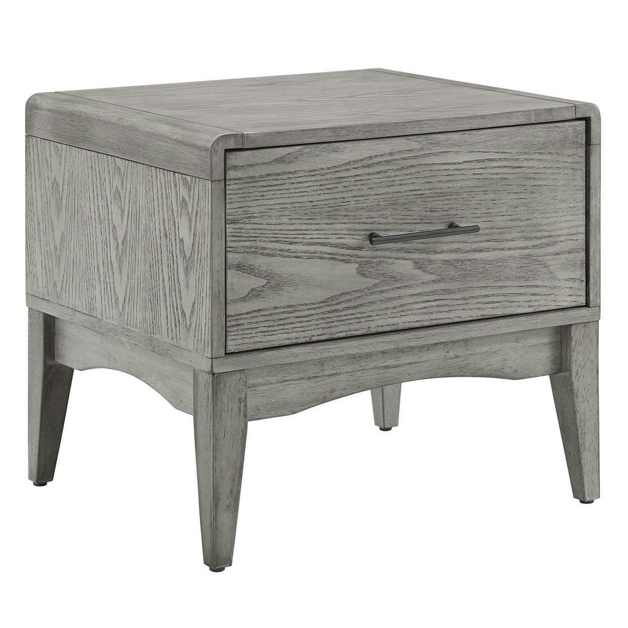 Georgia Gray Rubberwood Nightstand with Full-Extension Drawer