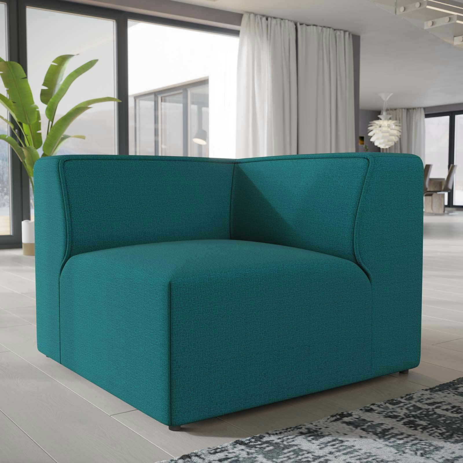 Modway Mingle Expansive Teal Corner Sofa with Elegant Piping