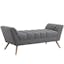 Energize Your Space Gray Tufted Upholstered Bench with Beech Wood Legs